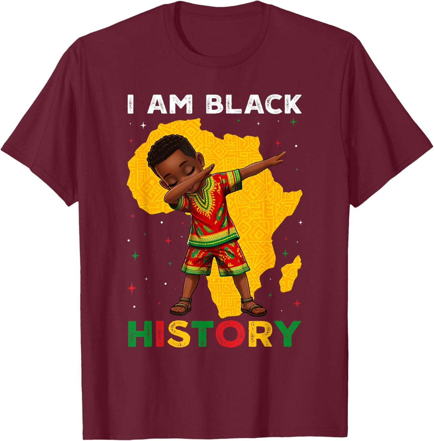 I Am Black History Melanin African Dab Boys Toddlers Kids T-Shirt - T-Shirt | Maroon