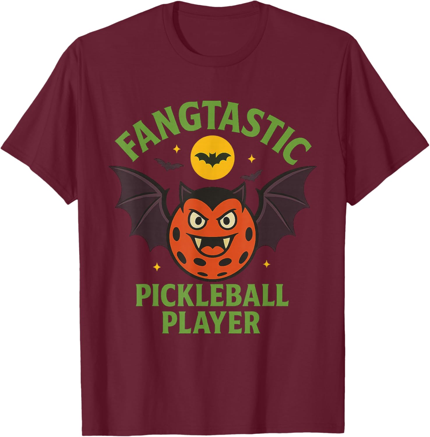 Halloween Costumes Adult Pickleball Fangtastic T-Shirt - T-Shirt | Maroon