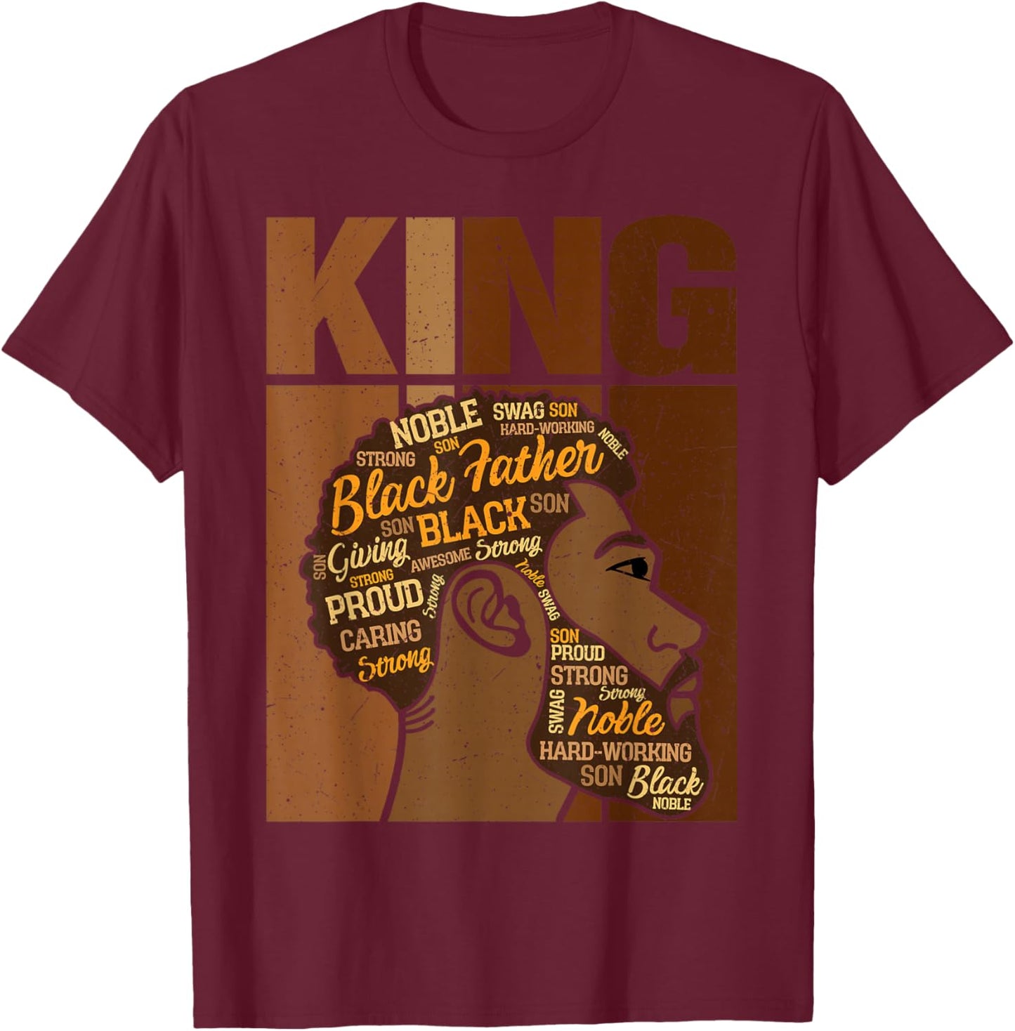 Black History Month King African Melanin Father Men Boy T-Shirt - T-Shirt | Maroon