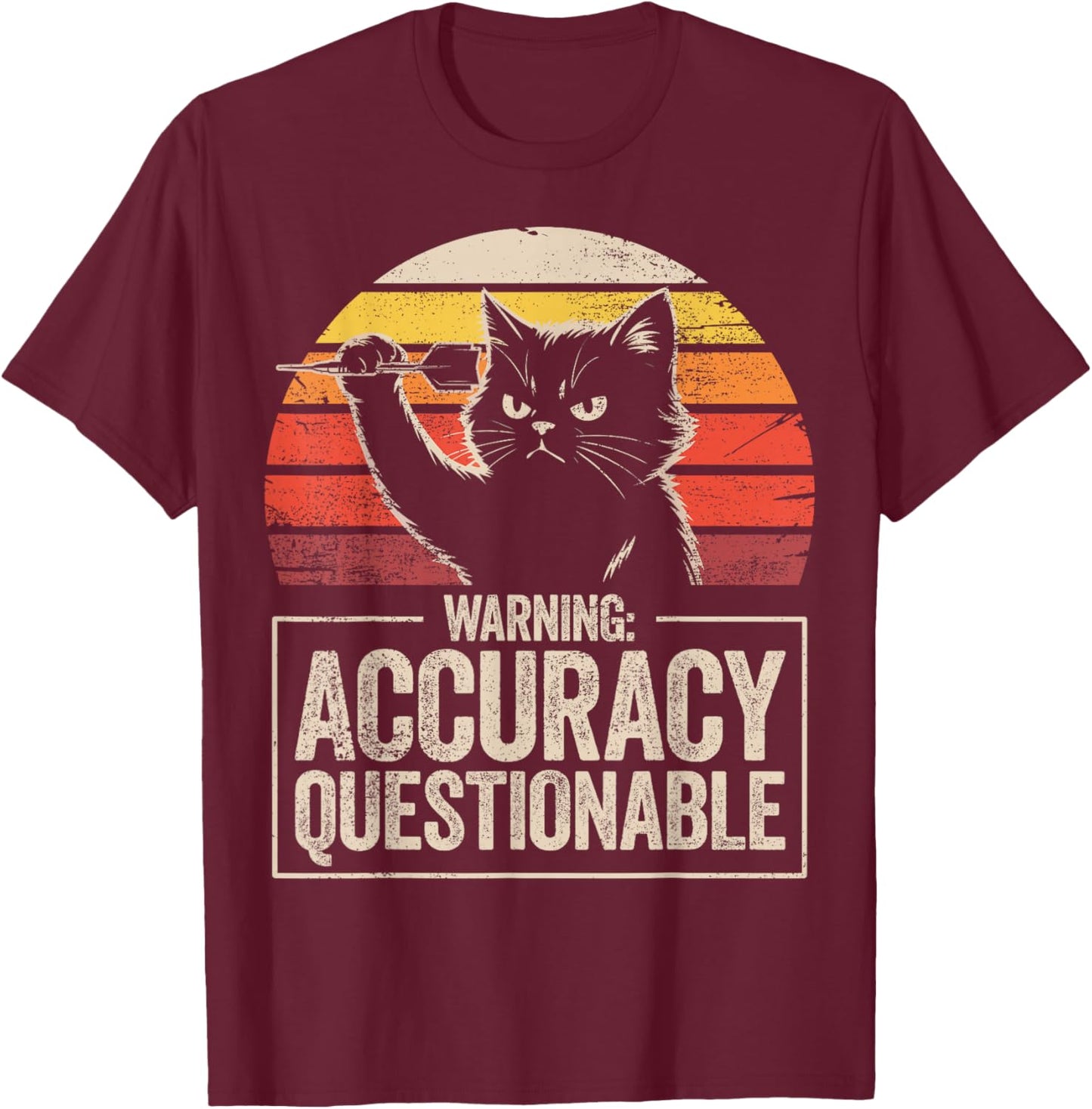 Hilarious Darts Player Bar League Cat Darts T-Shirt - T-Shirt | Maroon
