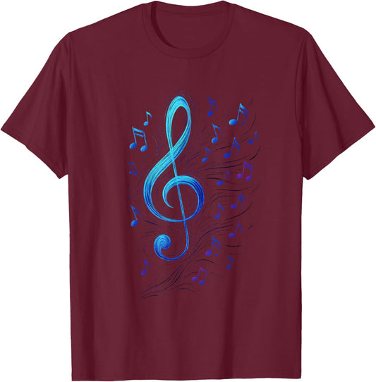 Treble Clef - Heart Music Note Love Art T-Shirt - T-Shirt | Maroon