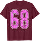 Grunge Pink and Pink Number 68 Jersey Player Uniform #68 T-Shirt - T-Shirt | Maroon