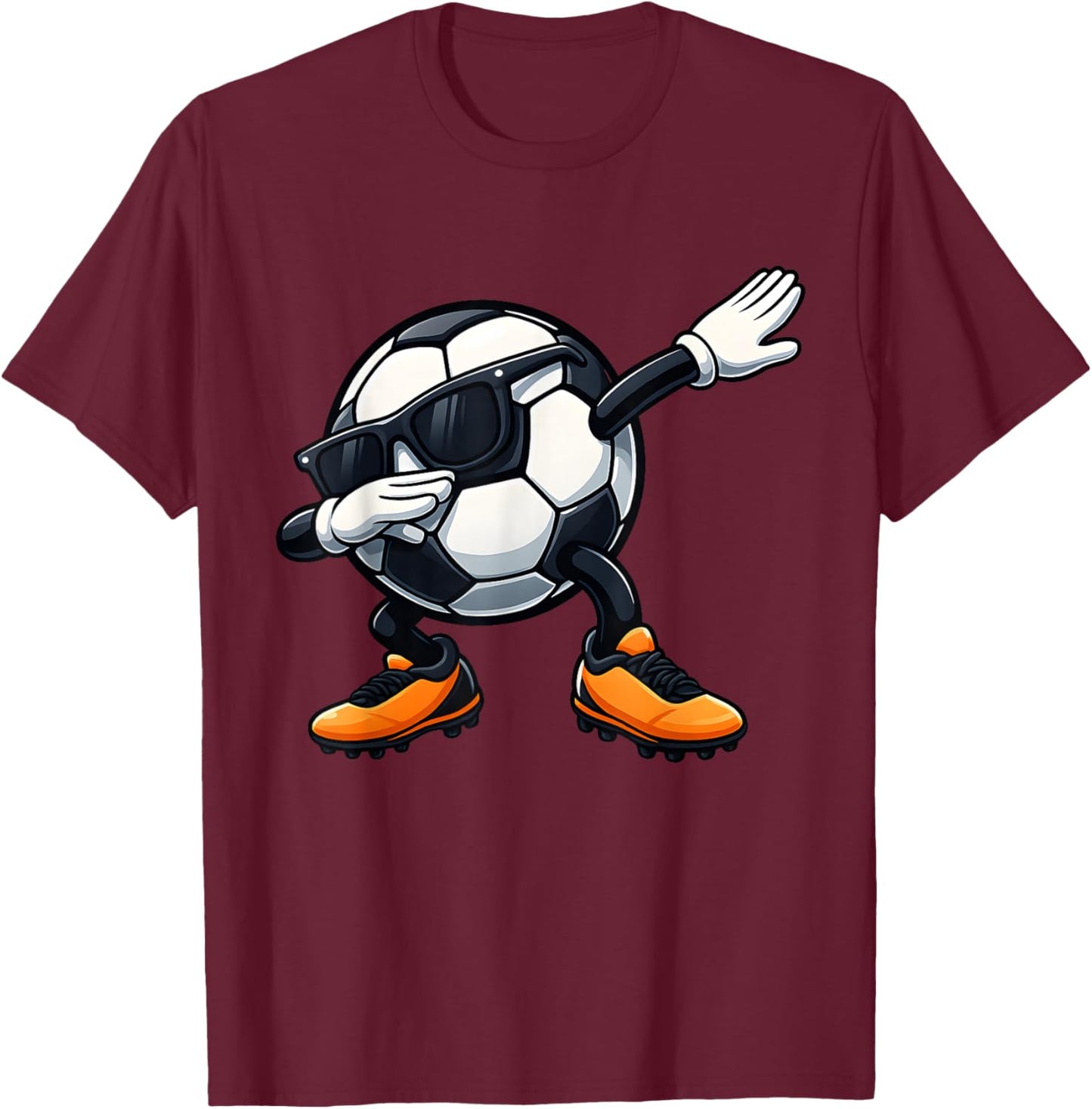 Cute Dabbing Sunglasses Football Soccer Ball Cartoon Funny T-Shirt - T-Shirt | Maroon