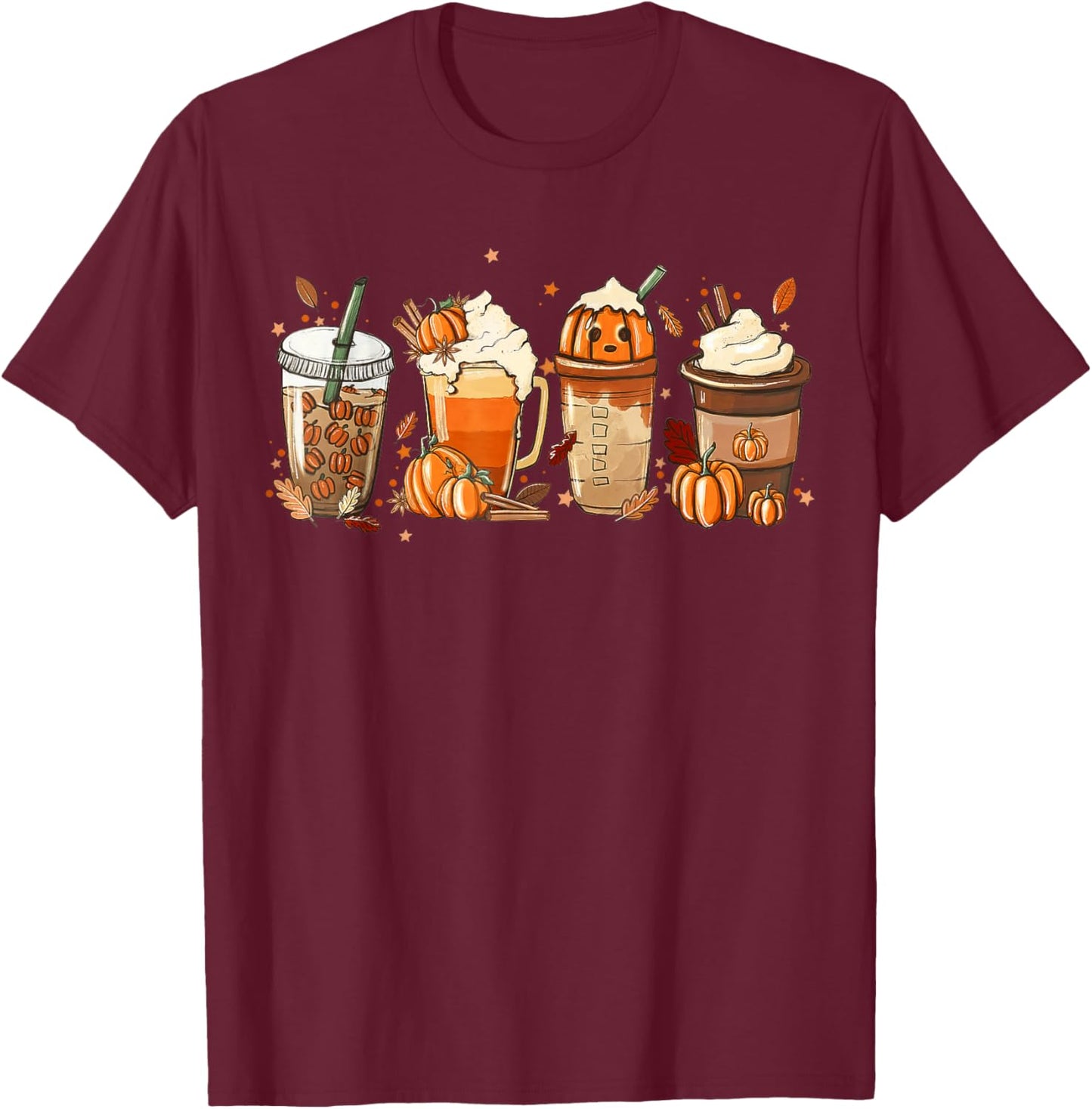 Pumpkin Spice Latte, Fall Coffee, Pumpkin Spice,Thanksgiving T-Shirt - T-Shirt | Maroon