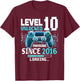 Level 10 Unlocked 10th Video Gaming Birthday T-Shirt - T-Shirt | Maroon