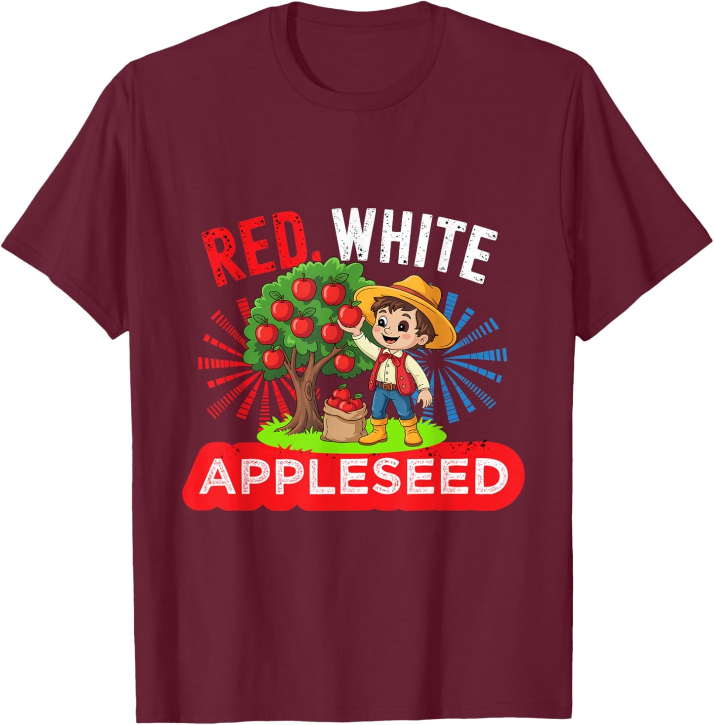 Johnny Appleseed Day Costume US September 26th Retro Tree T-Shirt - T-Shirt | Maroon