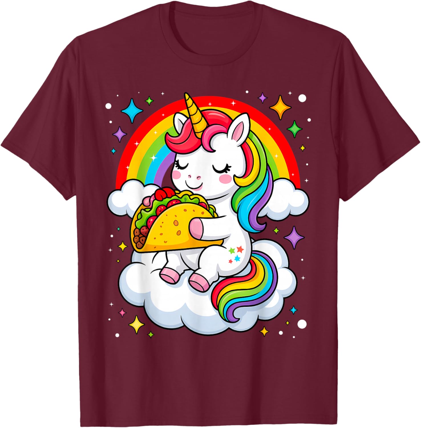 Unicorn Taco Rainbow Fiesta Cinco De Mayo Toddler Girls Kids T-Shirt - T-Shirt | Maroon