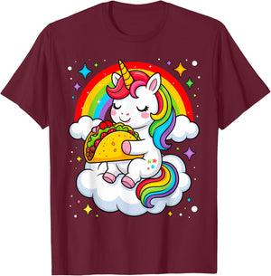 Unicorn Taco Rainbow Fiesta Cinco De Mayo Toddler Girls Kids T-Shirt - T-Shirt | Maroon