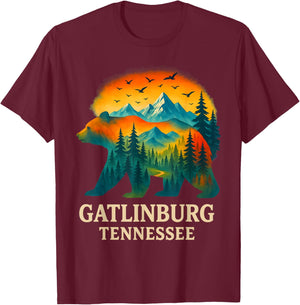 Gatlinburg Tennessee Smoky Mountains Bear Hiking Souvenir T-Shirt - T-Shirt | Maroon