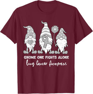 Lung Cancer Awareness Gnome White Ribbon Support Boys Girls T-Shirt - T-Shirt | Maroon