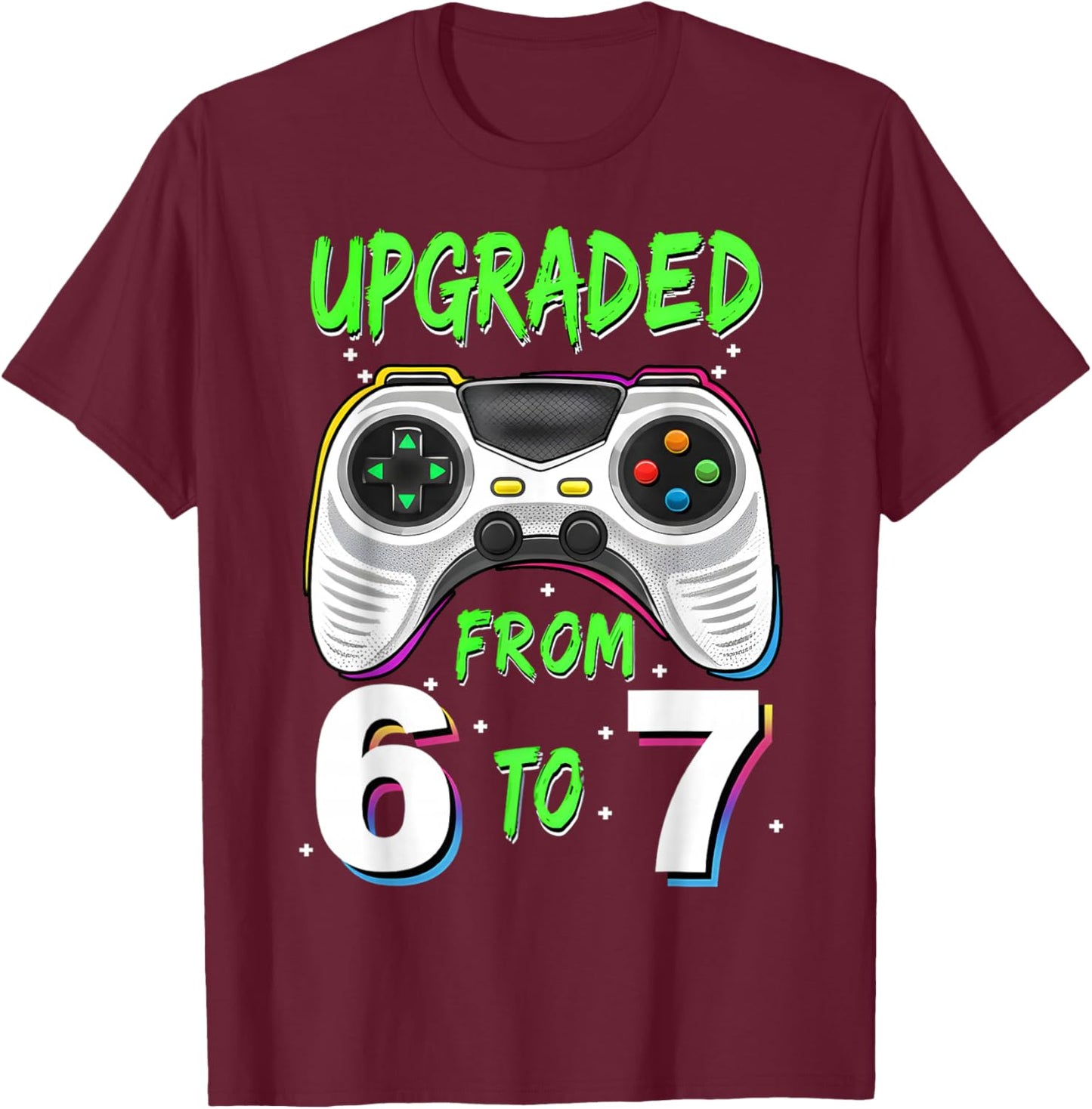 Upgraded from 6 to 7 Year Old Birthday Boy Gift Kid Boys T-Shirt - T-Shirt | Maroon