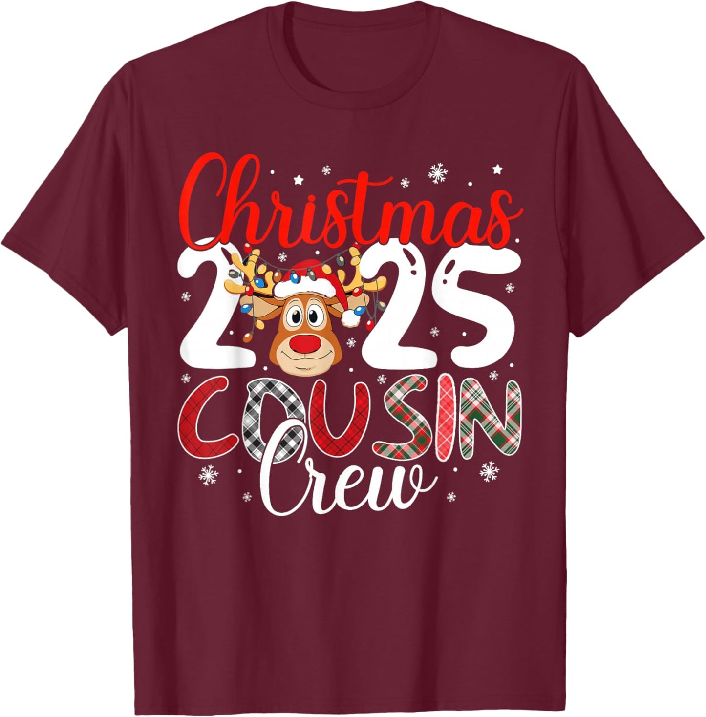Christmas Cousin Crew 2025 Matching Family Xmas Pajamas T-Shirt - T-Shirt | Maroon