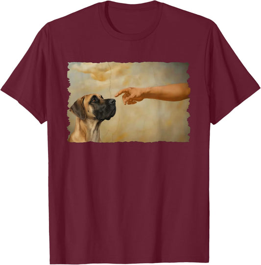 God Creates Great Fawn Great Dane Dog Lover T-Shirt - T-Shirt | Maroon