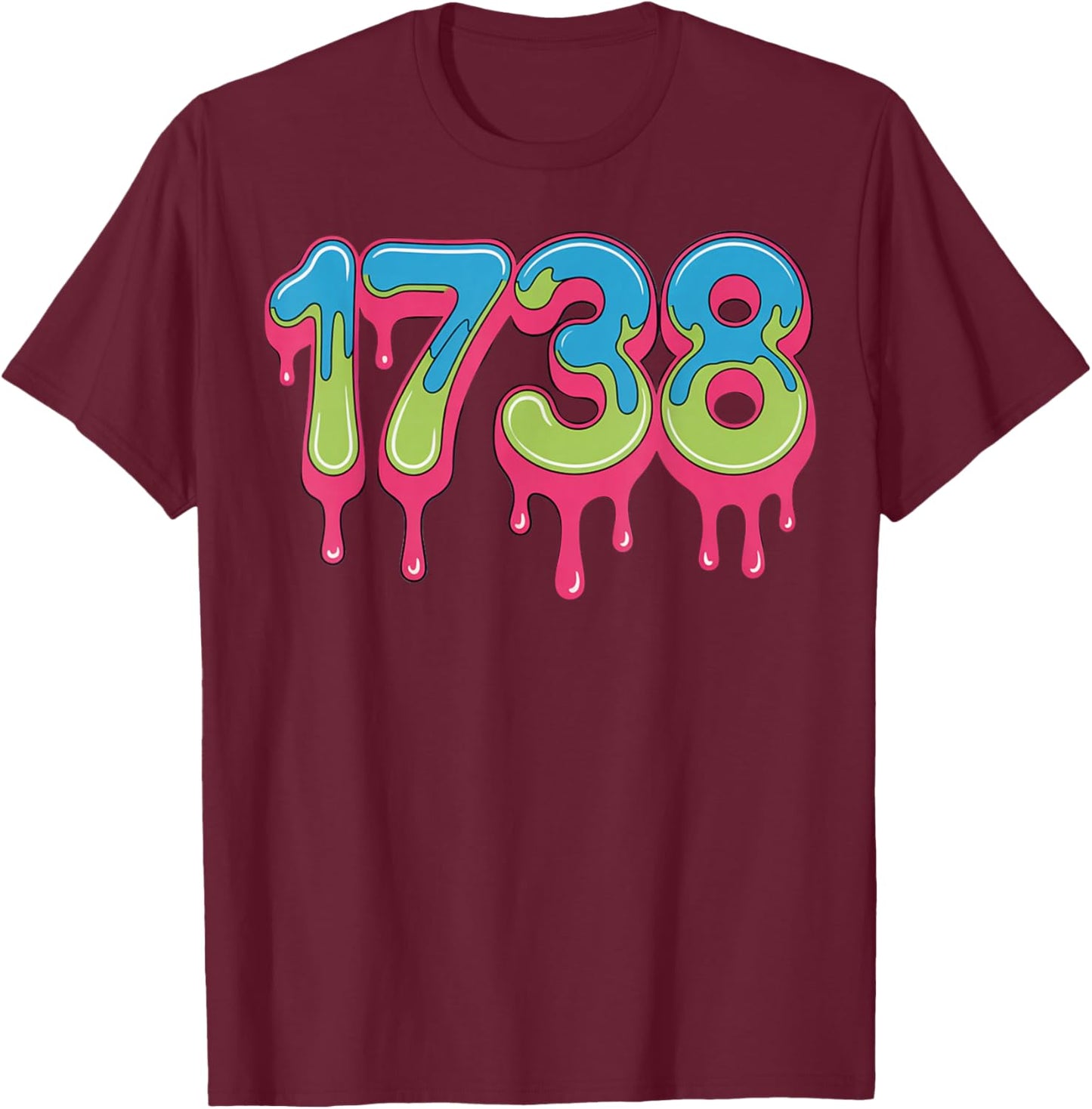 Number 1738 Drippy Numbers Meme T-Shirt - T-Shirt | Maroon