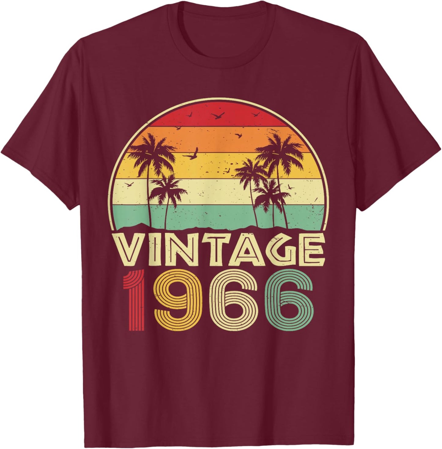 60th Birthday Vintage 1966 Retro 60 Years Old T-Shirt - T-Shirt | Maroon
