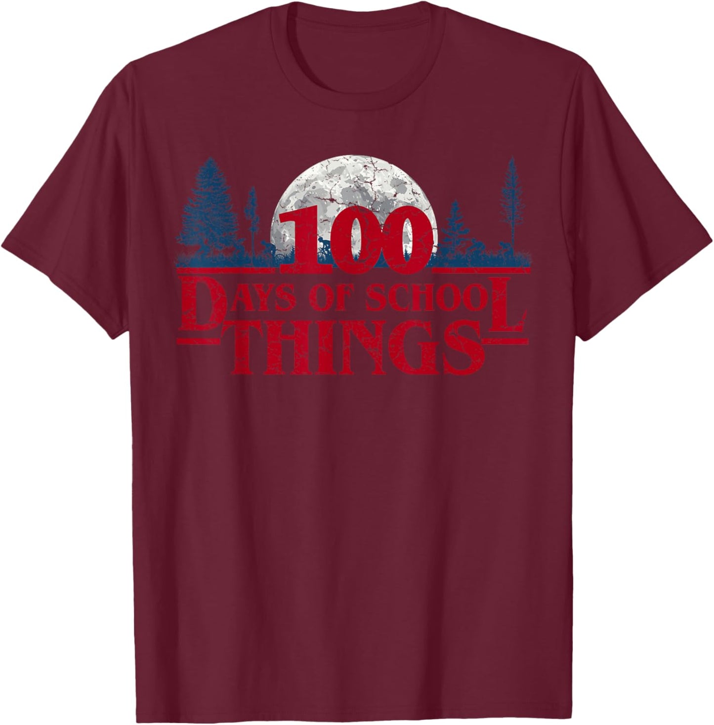 100 Days of School Things Retro Vintage School Funny Teacher T-Shirt - T-Shirt | Maroon