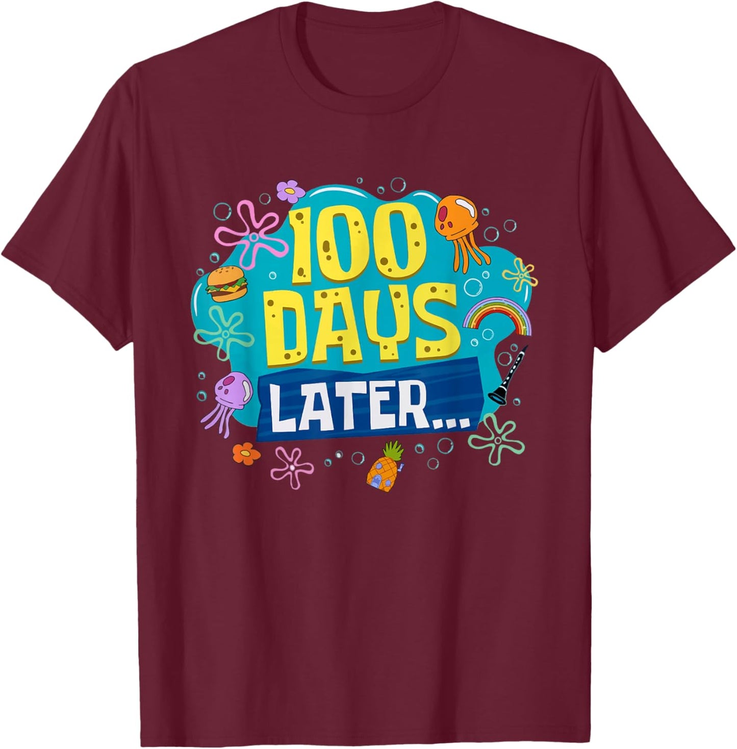 Funny 100 Days Later Teacher Kids Happy 100th Day of School T-Shirt - T-Shirt | Maroon