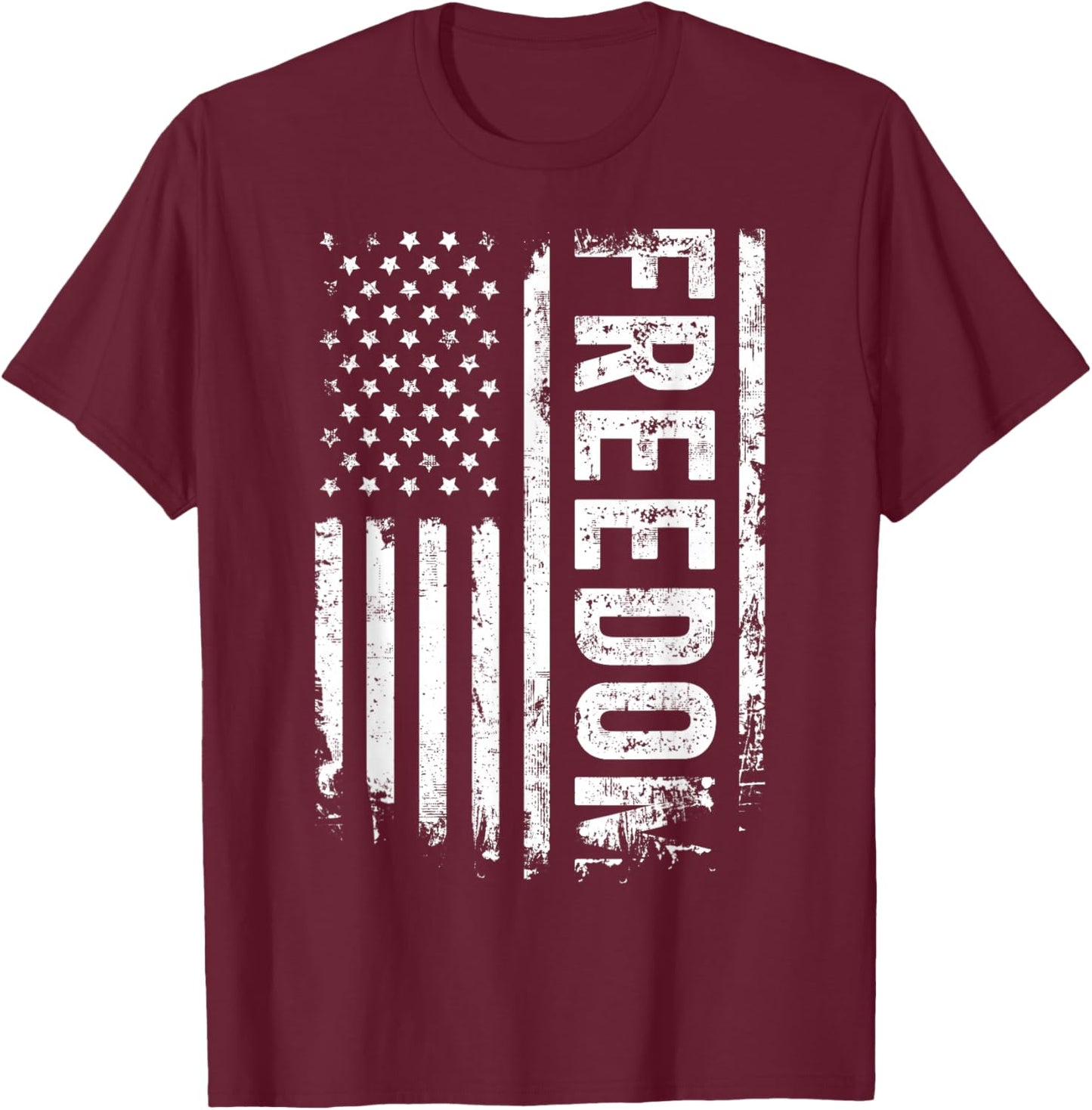 Vintage America Flag Freedom Grunge USA Design T-Shirt - T-Shirt | Maroon