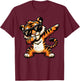 Dabbing Tiger Funny Girls Youth Teen Kids Men Boys Women T-Shirt - T-Shirt | Maroon