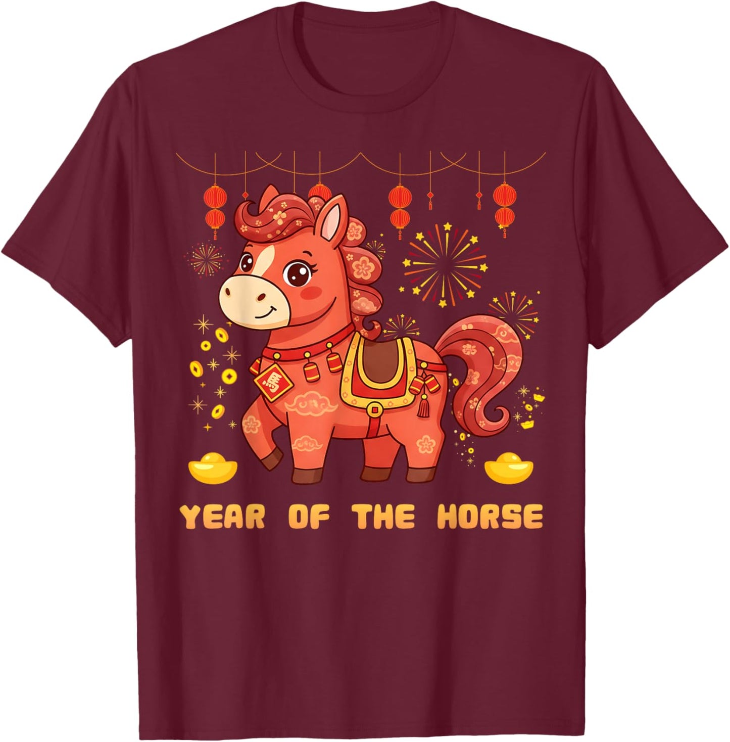 Chinese New Year 2026 Year of The Horse Toddler Kids T-Shirt - T-Shirt | Maroon