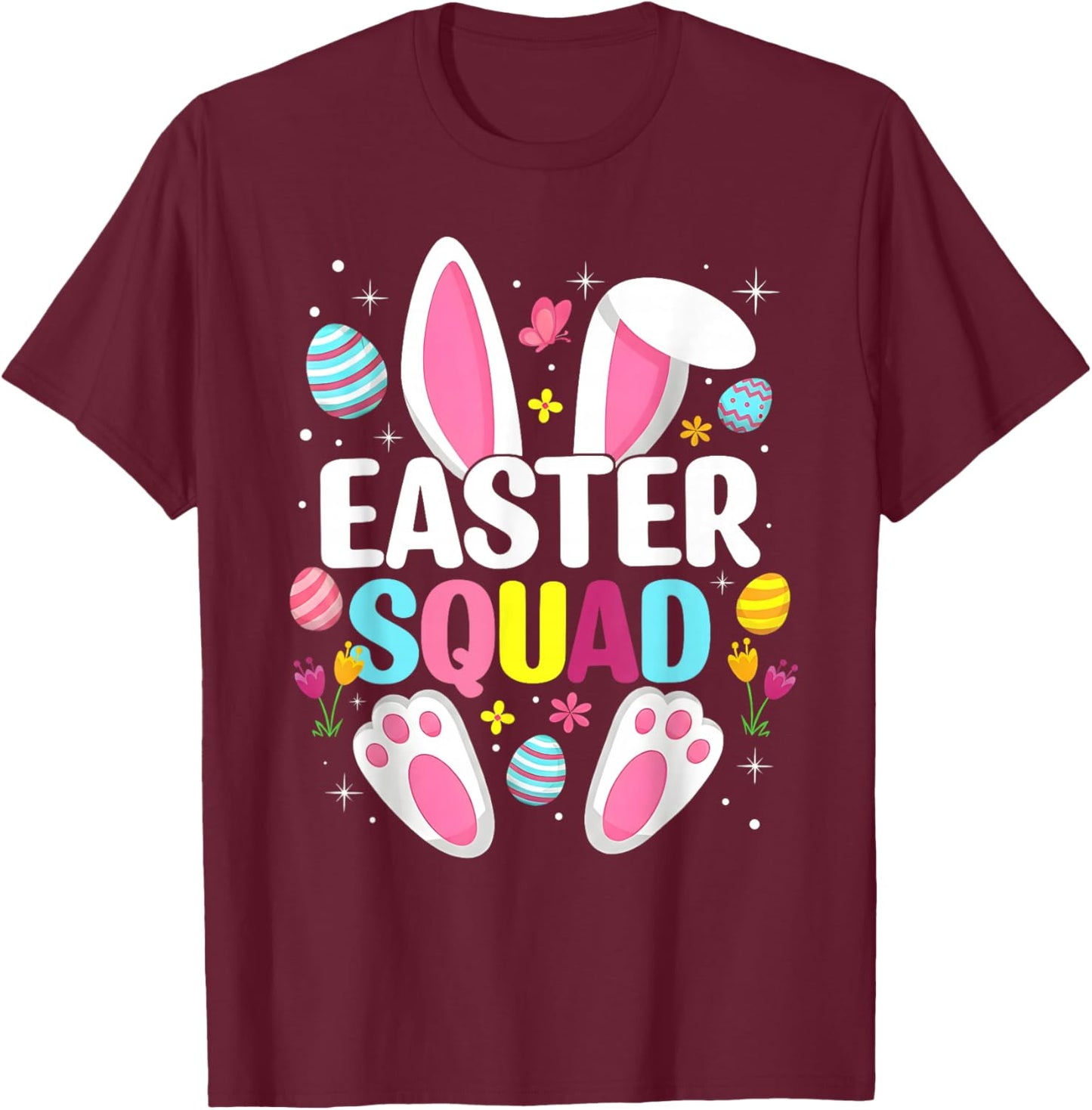 Easter Squad Family Matching Bunny Egg Hunt Group Boy Girl T-Shirt - T-Shirt | Maroon