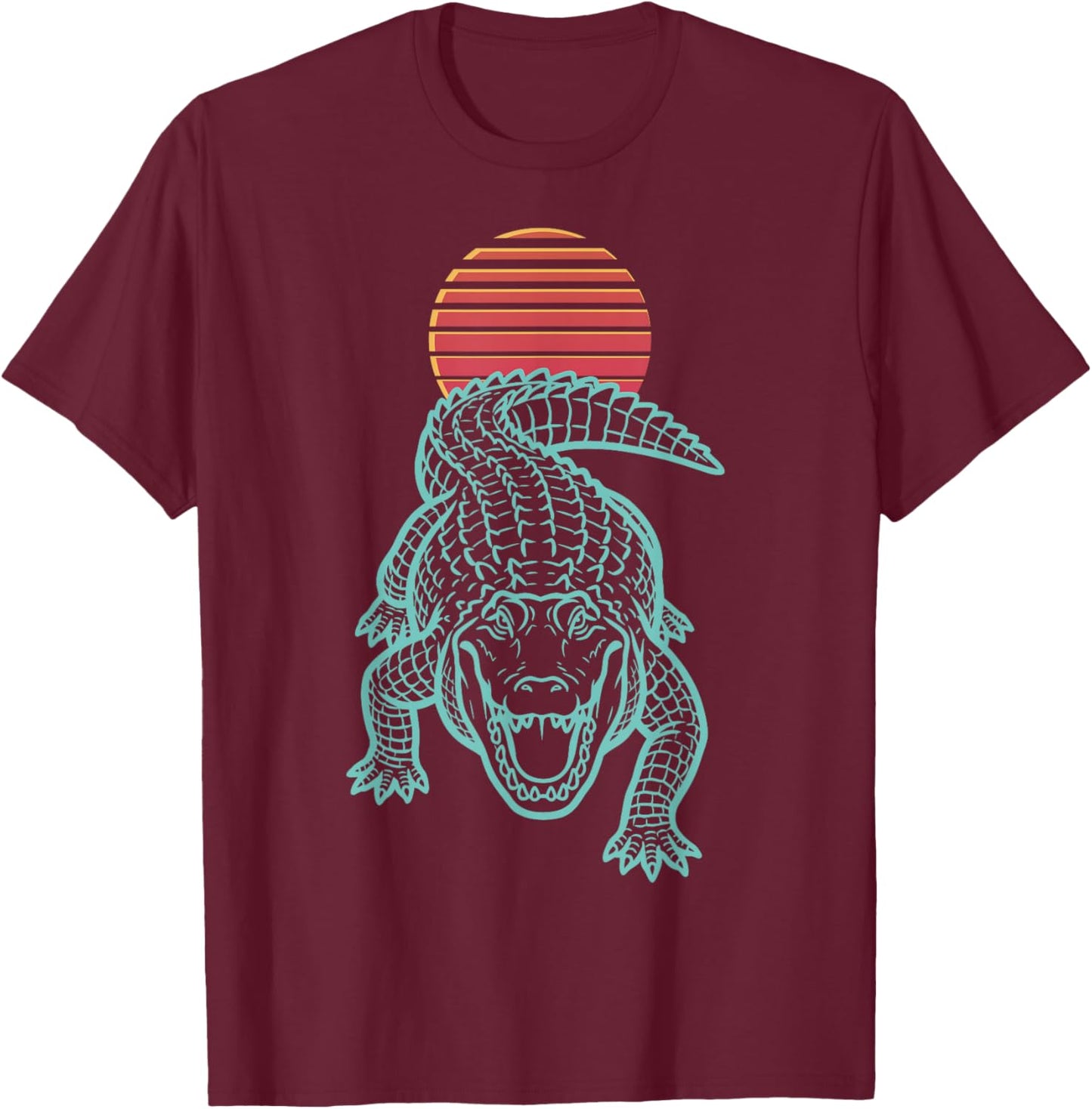 Alligator Lover Crocodile Reptile Retro Synthwave 80s T-Shirt - T-Shirt | Maroon