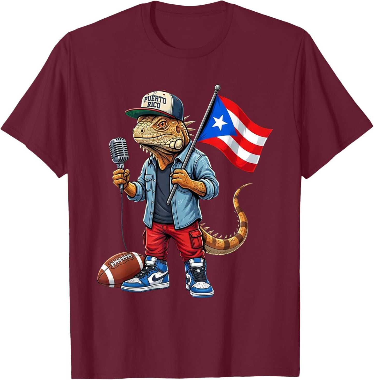 Funny Puerto Rico Coqui Frog Football Design Kids T-Shirt - T-Shirt | Maroon