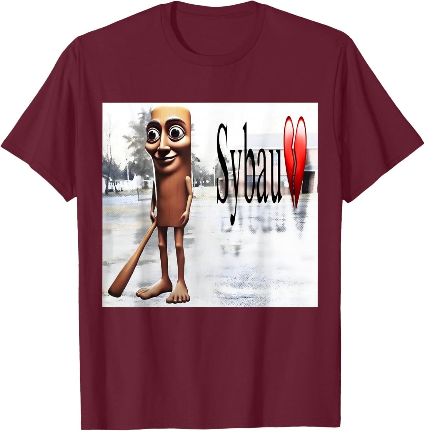 Tung Tung Tung Sahur SYBAU Funny Italian Brainrot Silly T-Shirt - T-Shirt | Maroon