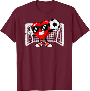 Valentine Soccer Heart Football T-Shirt - T-Shirt | Maroon