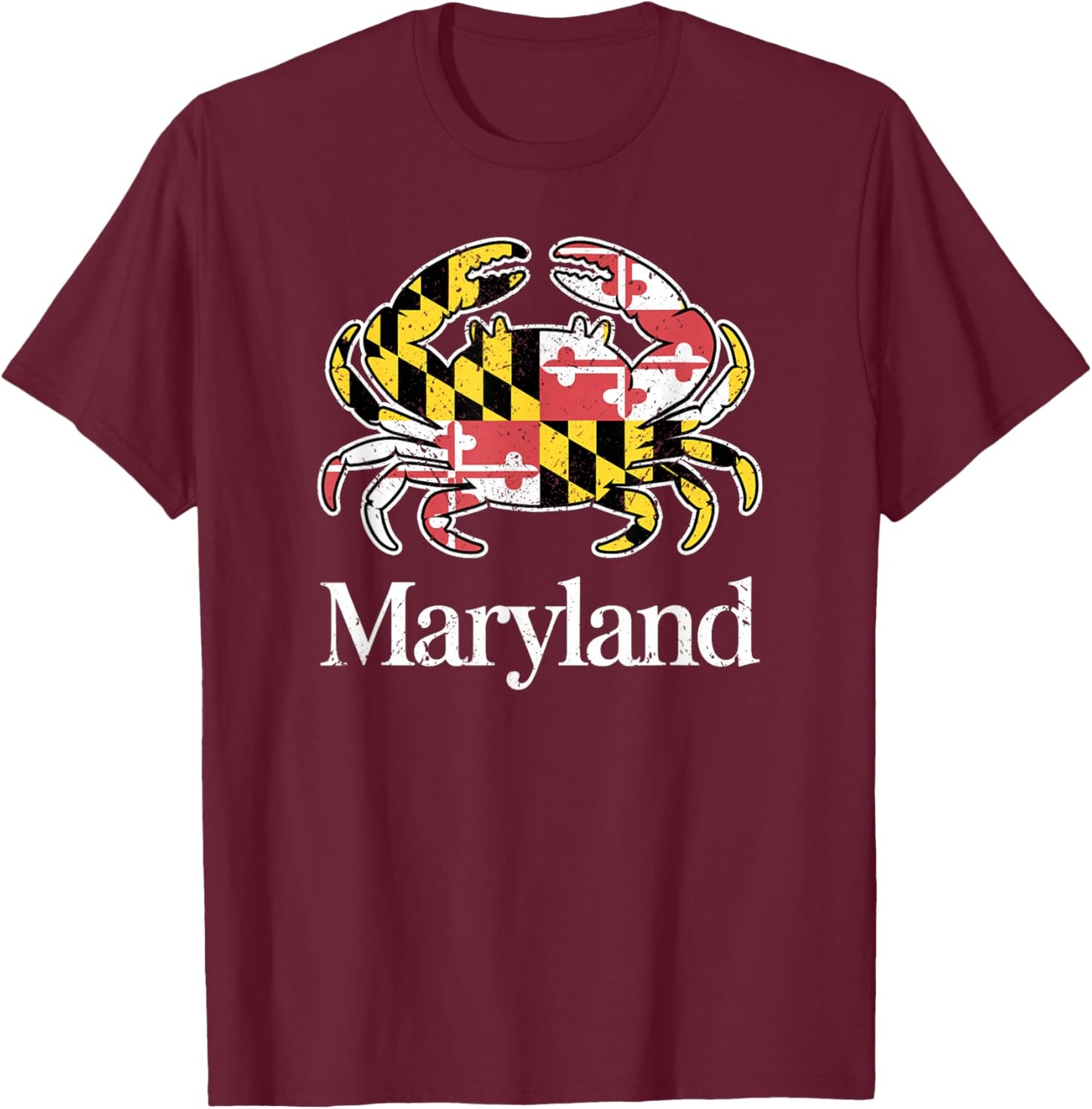 Maryland Crab State Flag Graphic T-Shirt - T-Shirt | Maroon