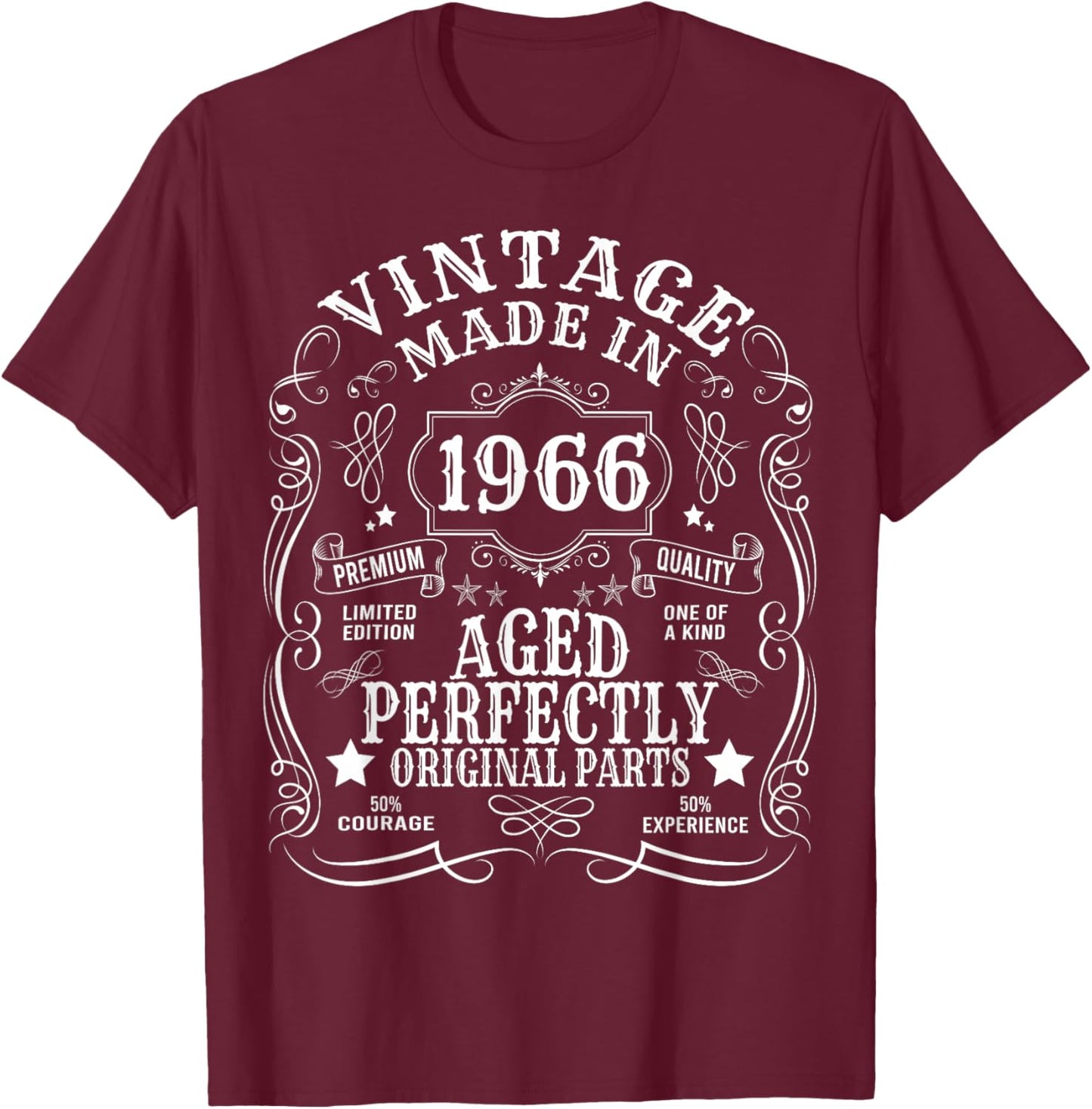 60th Birthday Man Woman 60 Years 1966 Decorative Gift Funny T-Shirt - T-Shirt | Maroon