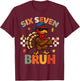 Funny Turkey 6 7 Bruh Thanksgiving Shirts Boys Kids 67 Meme T-Shirt - T-Shirt | Maroon
