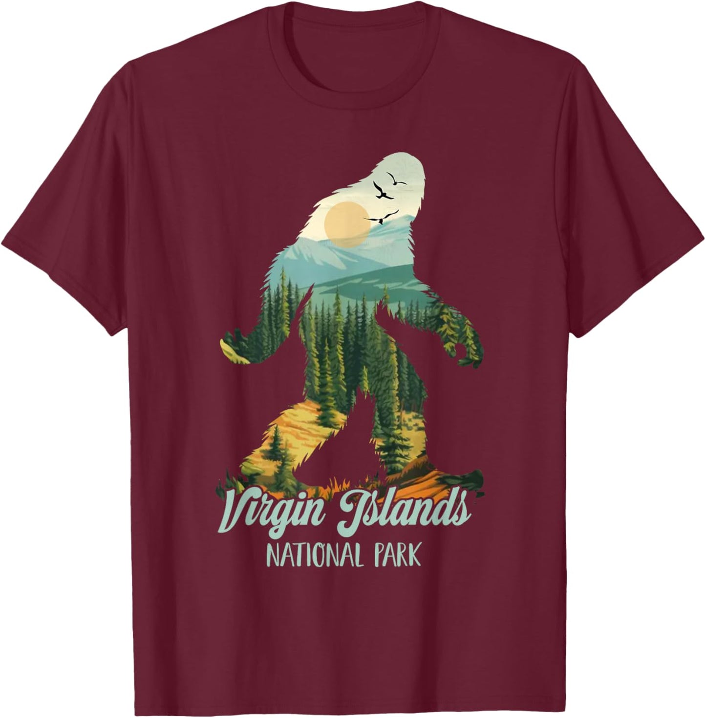 Virgin Islands National Park Travel Bigfoot Exploring Lover T-Shirt - T-Shirt | Maroon