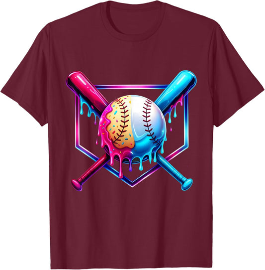 Baseball Life Style 101 Apparel Youth Drip Baseball Boys Kid T-Shirt - T-Shirt | Maroon