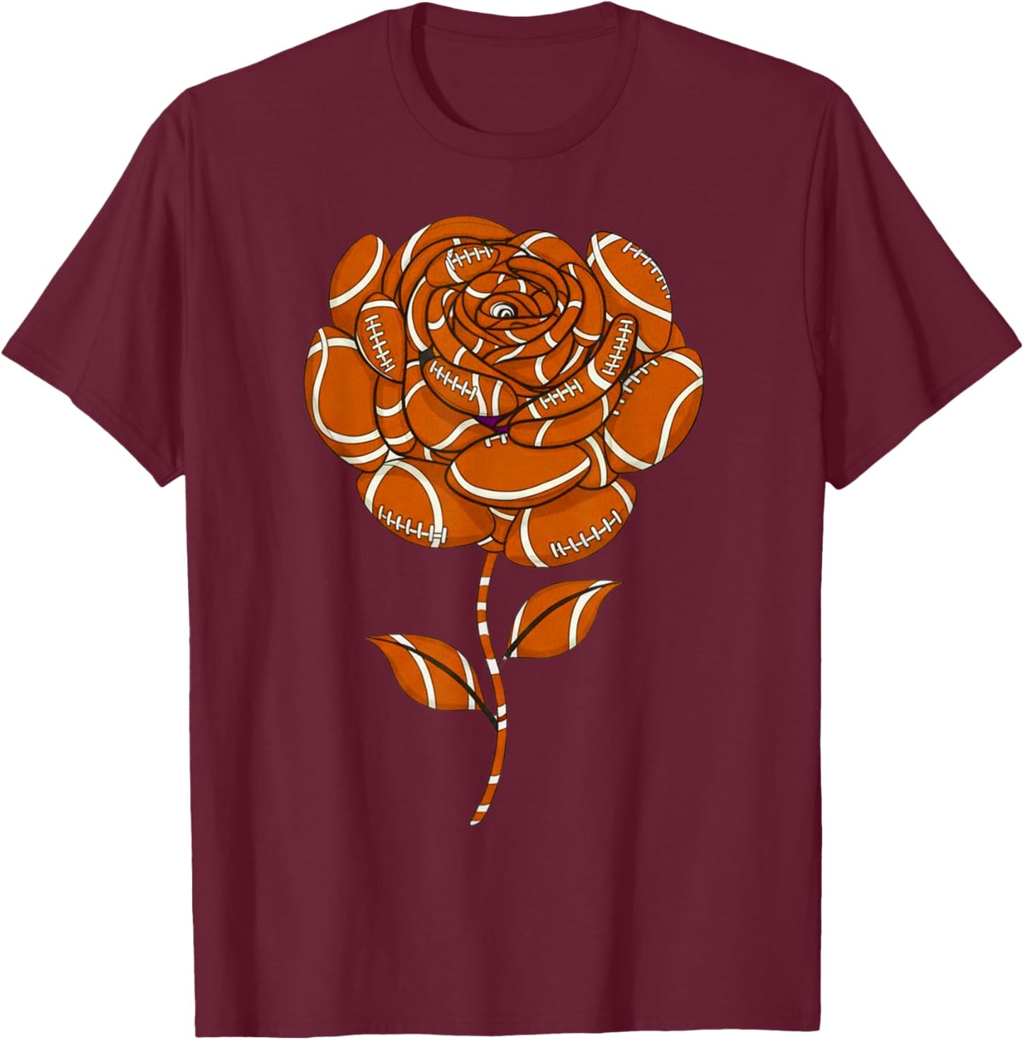 Football Rose Design for Sports Fans and Players T-Shirt - T-Shirt | Maroon