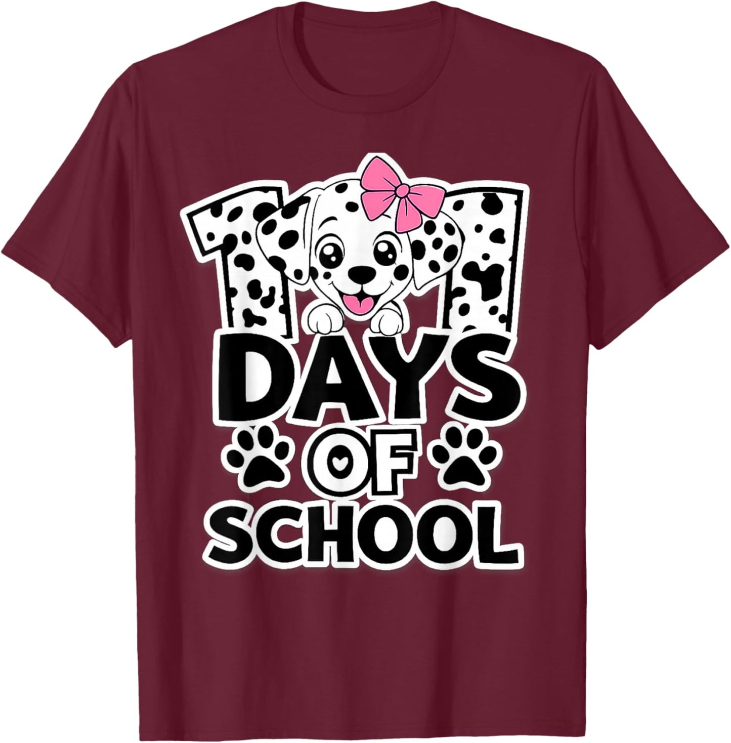 101 Days of School Dog 101 Days Brighter Teacher Girl Boy T-Shirt - T-Shirt | Maroon