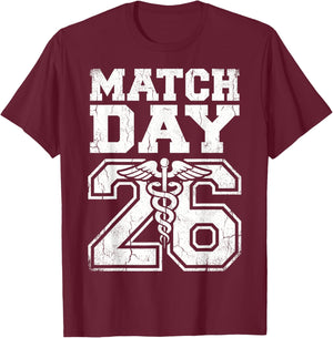 Match Day 2026 Vintage Distressed Caduceus Medical Student T-Shirt - T-Shirt | Maroon