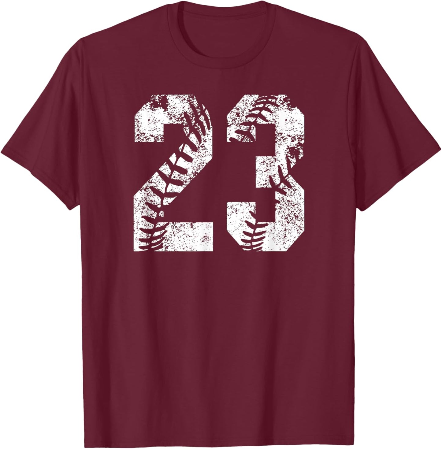 Vintage White Baseball Number 23 Jersey Player Uniform T-Shirt - T-Shirt | Maroon