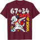 67 34 Days of School Dog Kids Boy Dabbing 100 Days of School T-Shirt - T-Shirt | Maroon