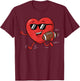 Football Heart Funny American Football Valentines Day Boys T-Shirt - T-Shirt | Maroon