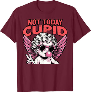 Anti Valentines Day Not Today Cupid Funny Humor Women Men T-Shirt - T-Shirt | Maroon