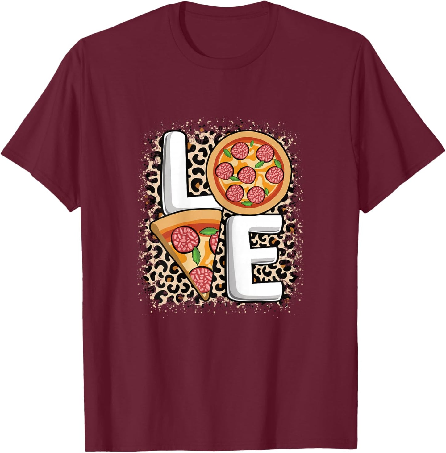 Cute Love Pizza Women Girls Kids Pizza Lover T-Shirt - T-Shirt | Maroon