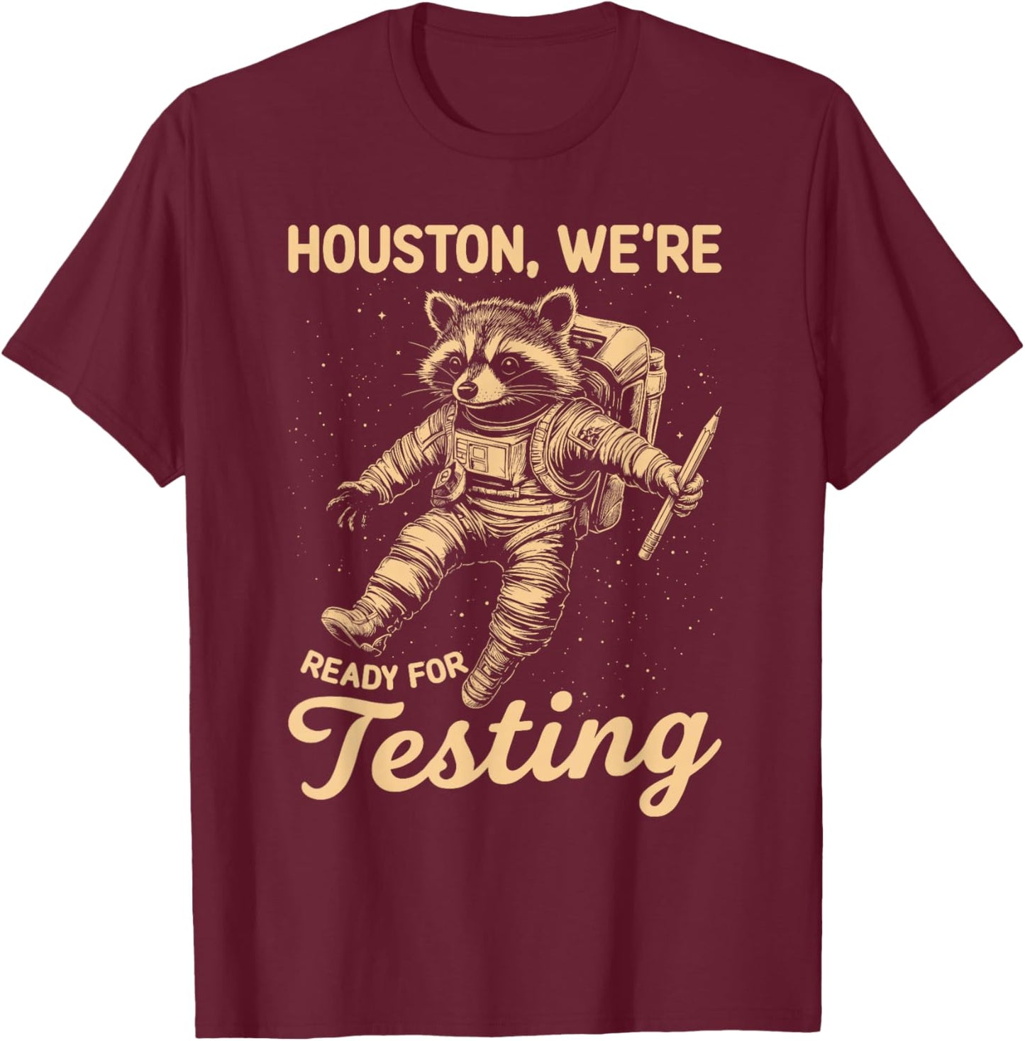 State Testing Teacher Life Funny Racoon Teacher Test Day T-Shirt - T-Shirt | Maroon