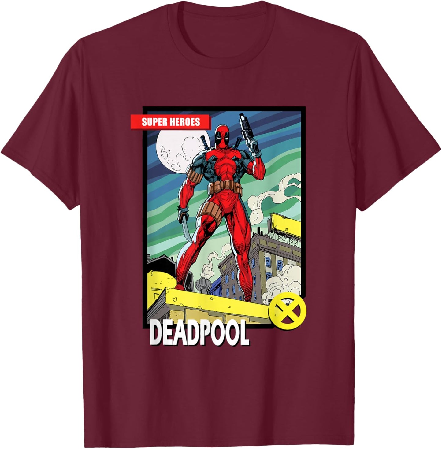 Marvel Comics Deadpool Vintage Book Art T-Shirt - T-Shirt | Maroon