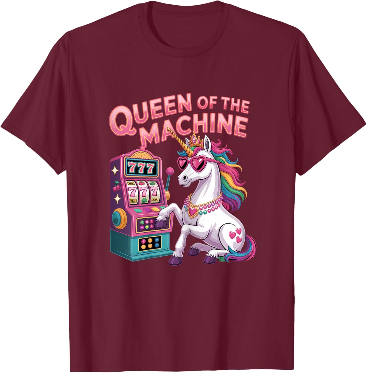 Cute Slot Machine Queen Casino Gambling Poker Player T-Shirt - T-Shirt | Maroon