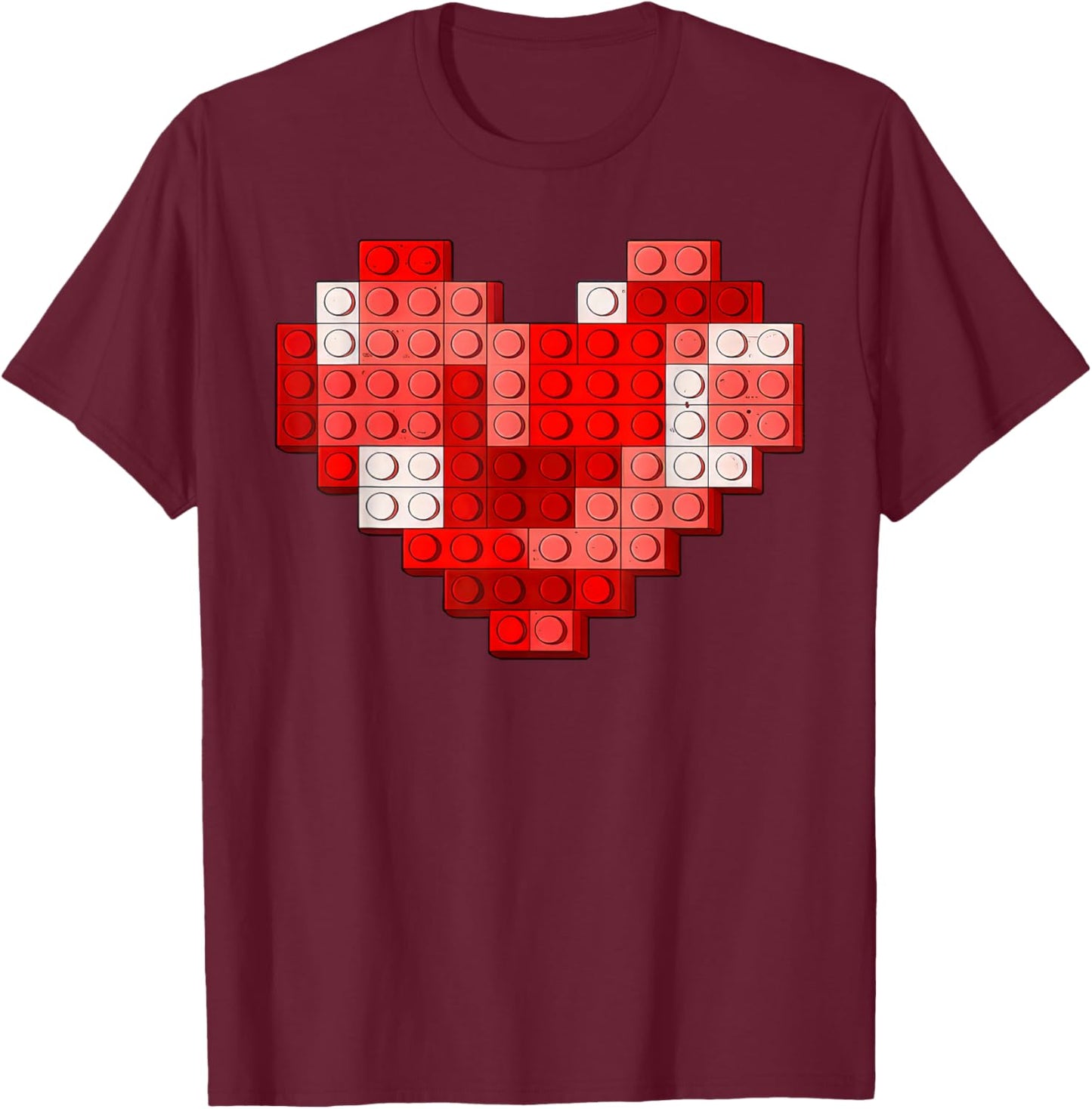 Valentines Day Heart Building Blocks Bricks Boys Kid Toddler T-Shirt - T-Shirt | Maroon