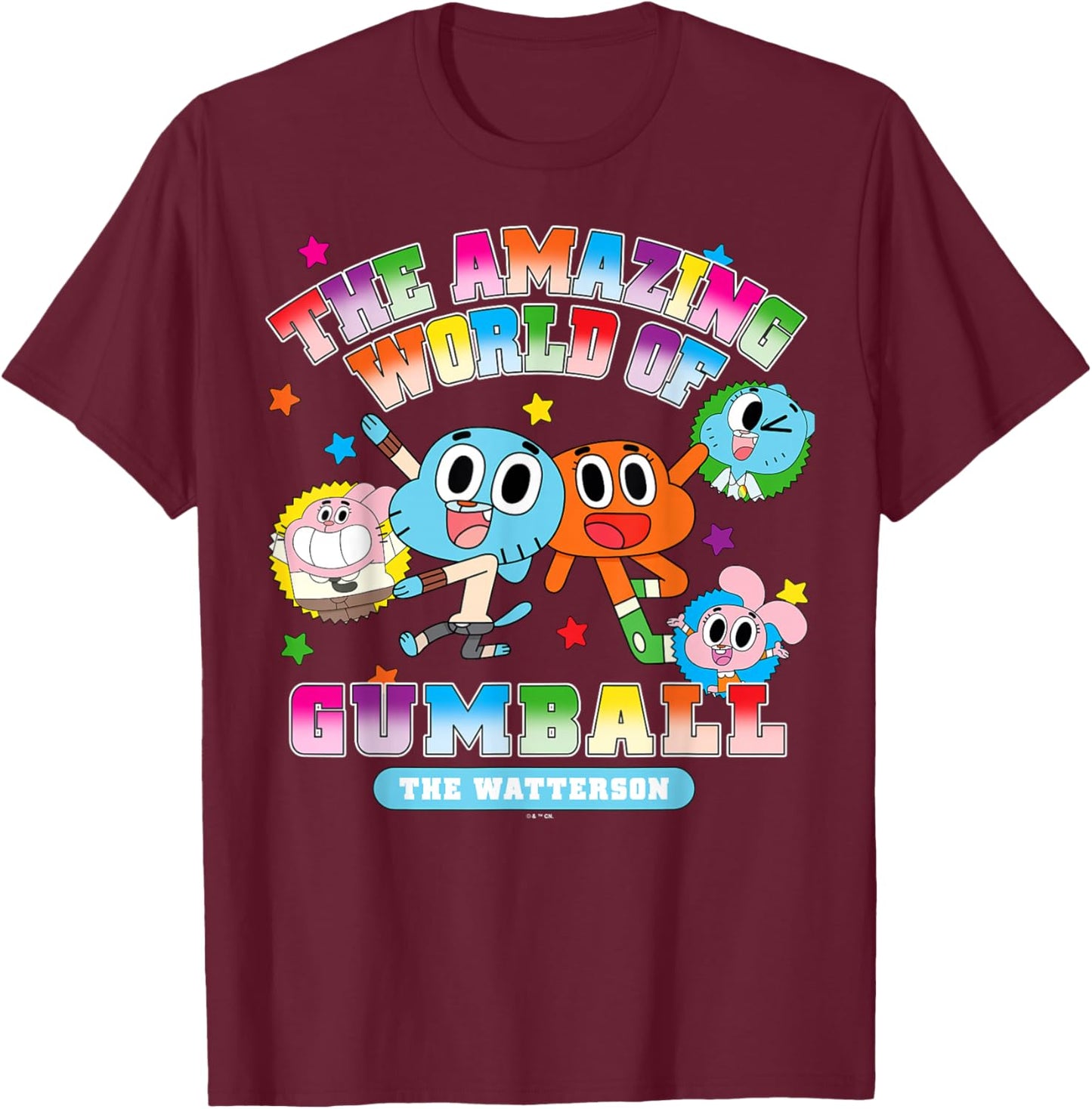 The Amazing World of Gumball The Watterson Collegiate T-Shirt - T-Shirt | Maroon