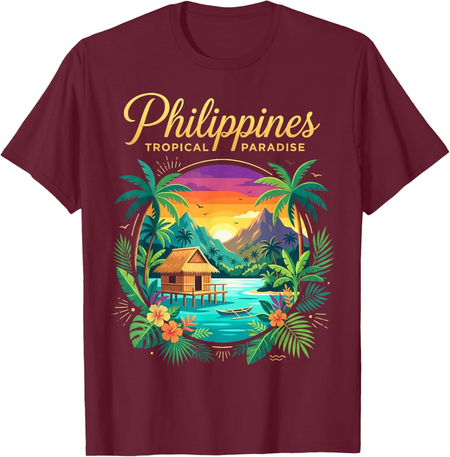 I Love Philippines Proud Pinoy Pinay Vacation Souvenir T-Shirt - T-Shirt | Maroon