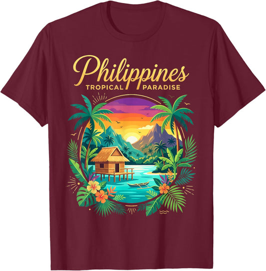 I Love Philippines Proud Pinoy Pinay Vacation Souvenir T-Shirt - T-Shirt | Maroon