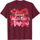 Coquette Bow Happy Valentine Heart Love Girl Women Kid T-Shirt - T-Shirt | Maroon